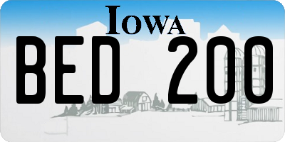 IA license plate BED200