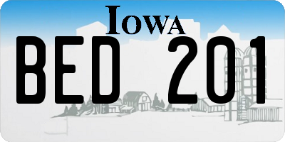 IA license plate BED201