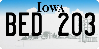 IA license plate BED203