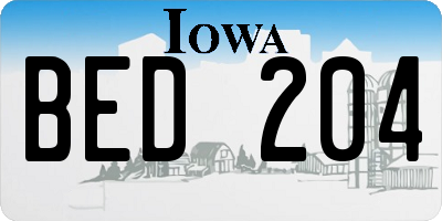 IA license plate BED204