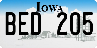 IA license plate BED205
