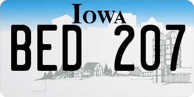 IA license plate BED207