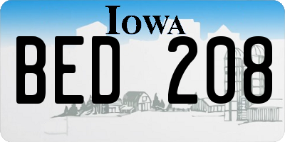IA license plate BED208