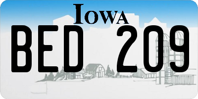 IA license plate BED209
