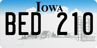 IA license plate BED210