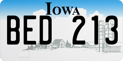 IA license plate BED213