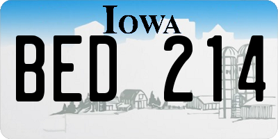 IA license plate BED214