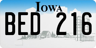 IA license plate BED216