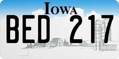 IA license plate BED217