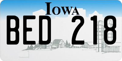 IA license plate BED218
