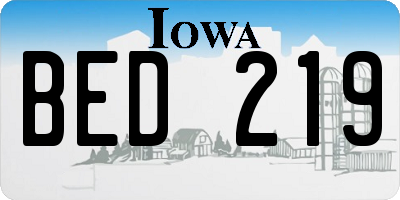 IA license plate BED219