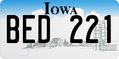 IA license plate BED221