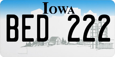 IA license plate BED222