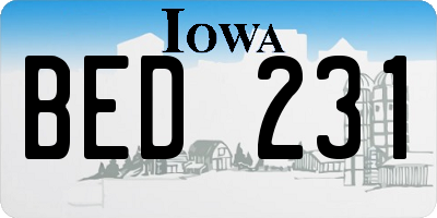 IA license plate BED231