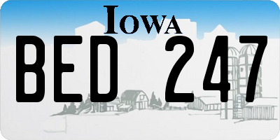 IA license plate BED247