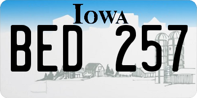 IA license plate BED257