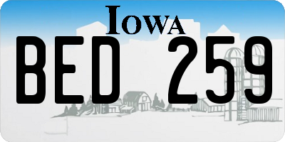 IA license plate BED259
