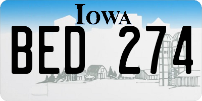 IA license plate BED274