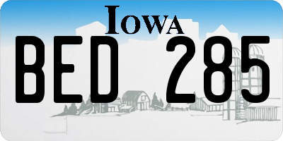 IA license plate BED285