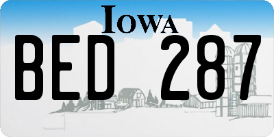 IA license plate BED287