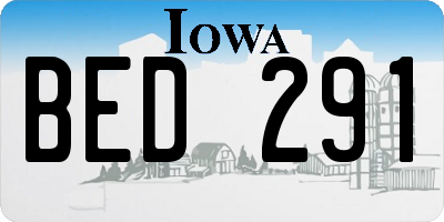 IA license plate BED291