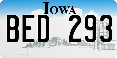IA license plate BED293