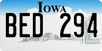 IA license plate BED294