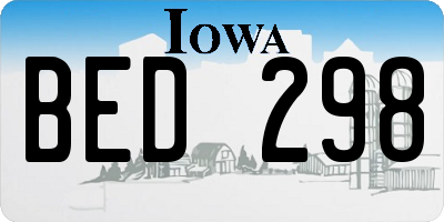 IA license plate BED298