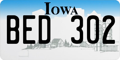IA license plate BED302