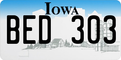 IA license plate BED303