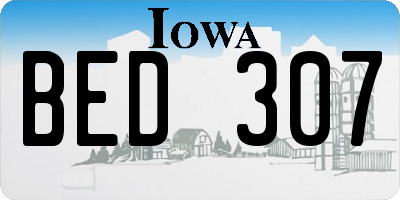 IA license plate BED307