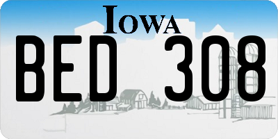 IA license plate BED308