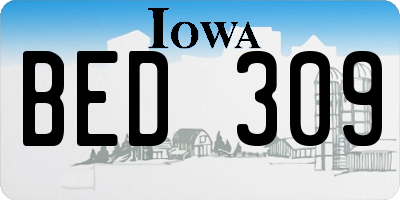 IA license plate BED309