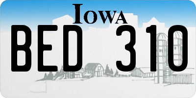IA license plate BED310