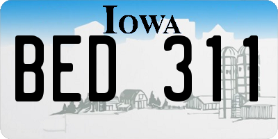 IA license plate BED311
