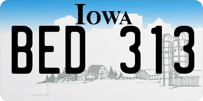 IA license plate BED313