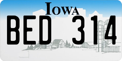 IA license plate BED314