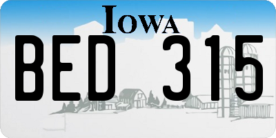IA license plate BED315