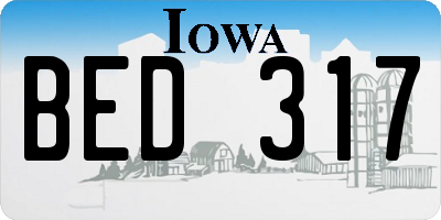 IA license plate BED317