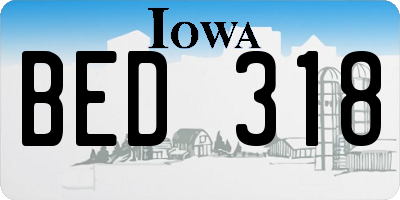 IA license plate BED318