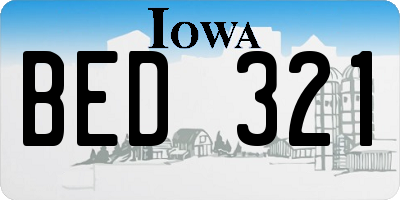 IA license plate BED321