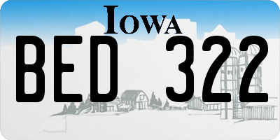 IA license plate BED322
