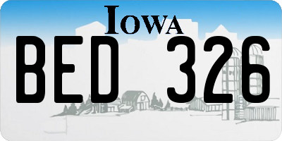 IA license plate BED326