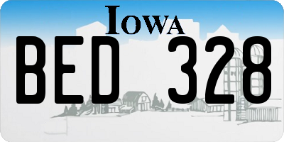 IA license plate BED328
