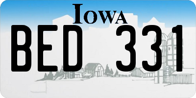 IA license plate BED331