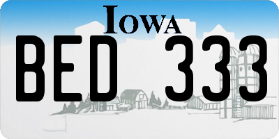 IA license plate BED333