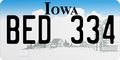 IA license plate BED334