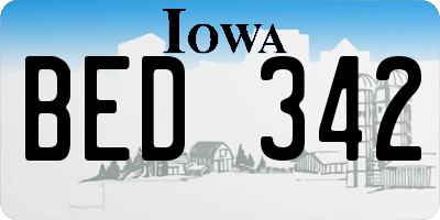 IA license plate BED342