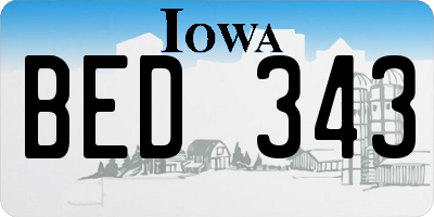 IA license plate BED343