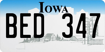 IA license plate BED347